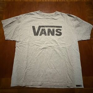 Vans Classic Fit Heather Grey Graphic T-Shirt Mens XL Big Logo Skate